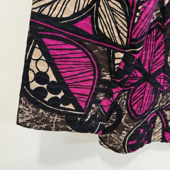 Chico’s Abstract Pink Black Career Blazer Jacket Lined Textured Size 2 L Cotton - Picture 3 of 9